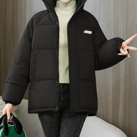 Babysbule Winter Coats for Women Women Hoodless Zippers Solid Loose Long Sleeve Warm Blouse Coat Jackets Tops