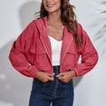 thumbnail image 1 of Babysbule Winter Coats for Women Women's Winter Hooded Corduroy Jacket Loose Drop Shoulder Long Sleeve Short Jacket Tops, 1 of 5