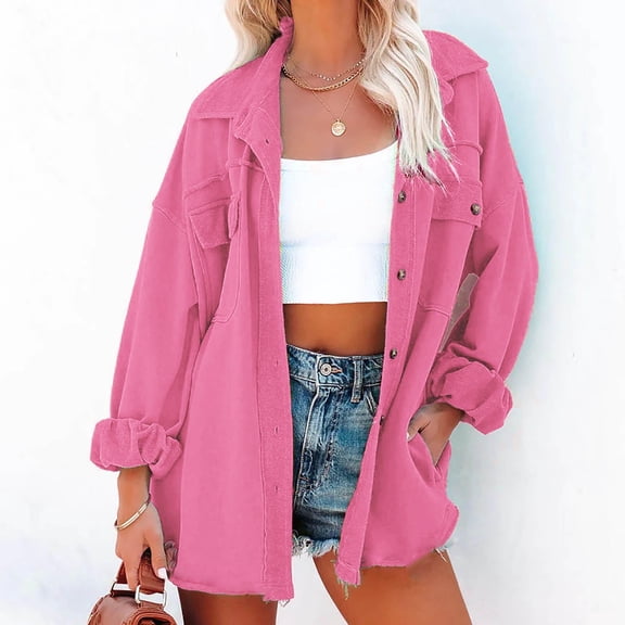 Babysbule Winter Coats for Women Womens Ladies Solid Turn Down Collar Jacket Pocket Sleeve Coat Outerwear Tops