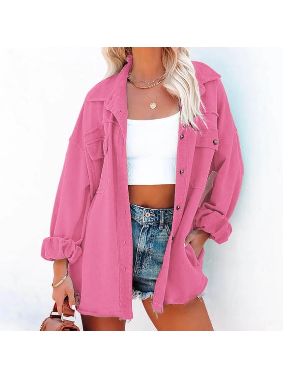 Winter Coats for Women Womens Ladies Solid Turn Down Collar Jacket Pocket Sleeve Coat Outerwear Tops