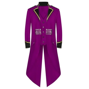 Babysbule Winter Jacket for Men Plu Size Men's Gothic Tailcoat Coat Steampunk Retro Tail Coat Medieval Lapel Court Dress Slim Coat 2XL