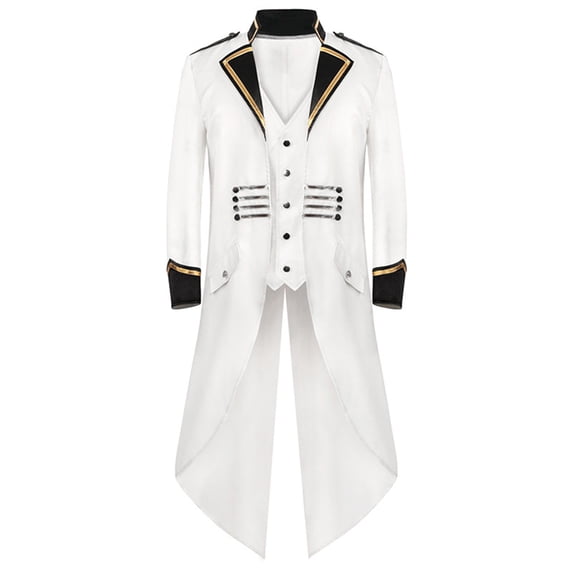 Babysbule Winter Jacket for Men Plu Size Men's Gothic Tailcoat Coat Steampunk Retro Tail Coat Medieval Lapel Court Dress Slim Coat XL