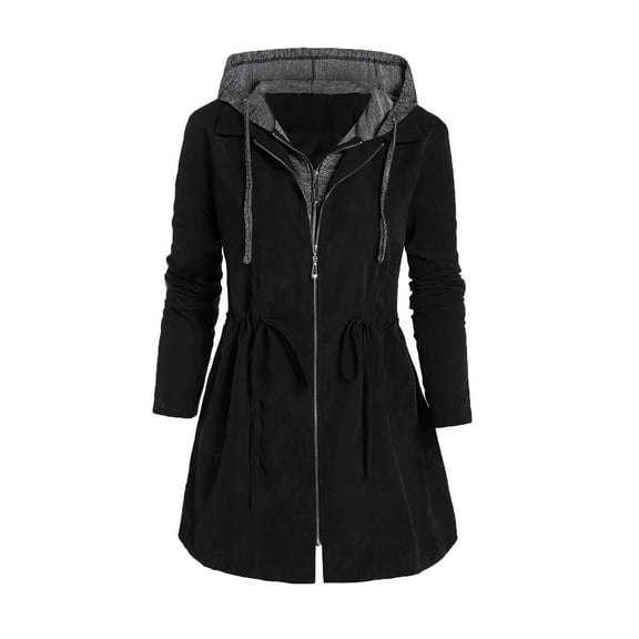 Babysbule Winter Jackets for Women Fashion Women Zipper Patchwork Winter Fly Hooded Space Plus Thick Cotton Coat