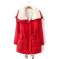 thumbnail image 1 of Babysbule Winter Jackets for Women Women Buttons Long Sleeve Solid Pockets Coat Plus Fleece Jacket Outwear Top, 1 of 7