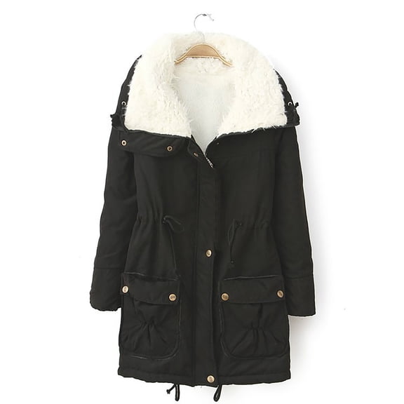 Babysbule Winter Jackets for Women Women Buttons Long Sleeve Solid Pockets Coat Plus Fleece Jacket Outwear Top