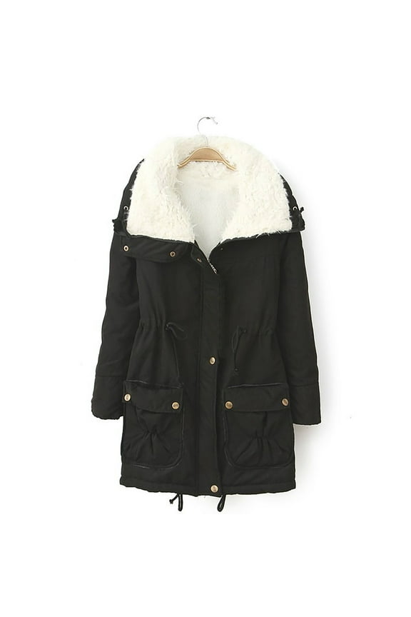 Winter Jackets for Women Women Buttons Long Sleeve Solid Pockets Coat Plus Fleece Jacket Outwear Top