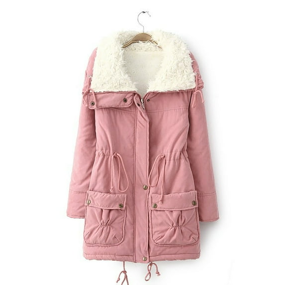 Babysbule Winter Jackets for Women Women Buttons Long Sleeve Solid Pockets Coat Plus Fleece Jacket Outwear Top