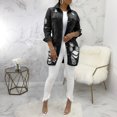 thumbnail image 1 of Babysbule Winter Jackets for Women Clearance Women Casual Fashion Denim Jacket Long Jean denim jacket with holes showing thin, 1 of 8