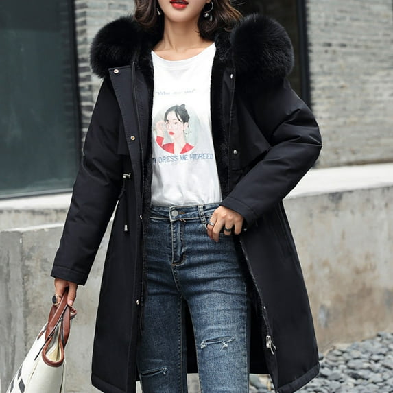 Babysbule Winter Jackets for Women Women Fashion Hooded Casual Zippers Loose Long Sleeve Warm Blouse Coat Tops