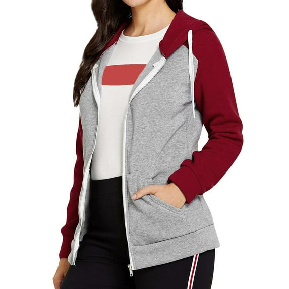 Babysbule Winter Jackets for Women Women Zip Long Sleeve Sport Casual Slim Basic Zip Up Hooded Pocket Jacket Coat