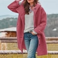 thumbnail image 1 of Babysbule Winter Jackets for Women Women's Casual Solid Color Long Sleeve Button Hooded Woolen Coat, 1 of 5