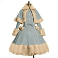 thumbnail image 1 of Babysbule Winter Jackets for Women Women's Long Sleeve Woolen Jacket Bow Cape Set Outwear Plush Stitching Coat, 1 of 7