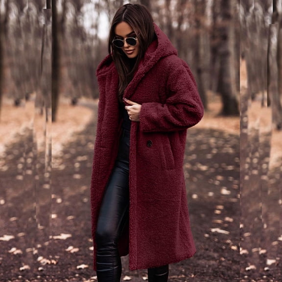 Babysbule Winter Jackets for Women Fashion Women Outfits Long Sleeve Solid Faux Leather Outwear Jackets Tops Coats