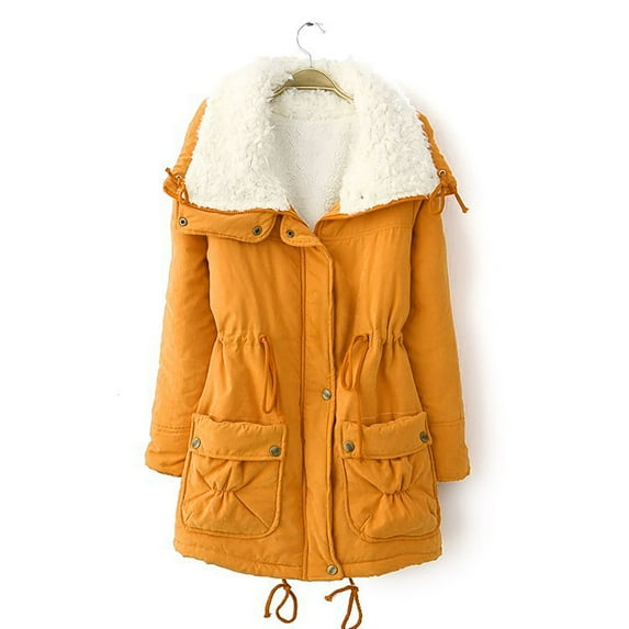 Babysbule Winter Jackets for Women Women Buttons Long Sleeve Solid Pockets Coat Plus Fleece Jacket Outwear Top