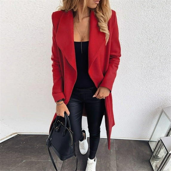 Babysbule Winter Jackets for Women Women Long Sleeve Hairy Open Front Short Cardigan Suit Jacket Solid Long Coat