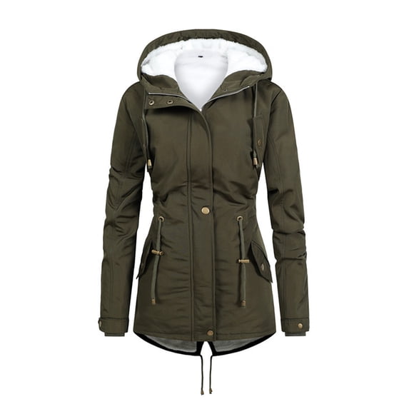 Babysbule Winter Jackets for Women Women's Winter Solid Color Thickened Plush Cotton Coat Cotton Jacket Warm Plush Coat