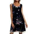 thumbnail image 1 of Babysbule Woman Summer Dresses Women Fashion Retro Sleeveless Round Neck Loose Casual Printed Tassel Dress, 1 of 7