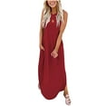 thumbnail image 1 of Babysbule Woman Summer Dresses Women's Casual Loose Summer Long Dress Sleeveless Split Beach Maxi Dresses With Pockets, 1 of 7