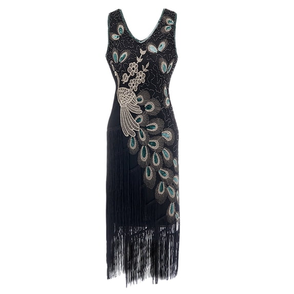 Babysbule Women Dresses Plus Size Plus Size Vintage 1920s Flapper Tassel Great Evening Party Cocktail Dress Fire Outfit