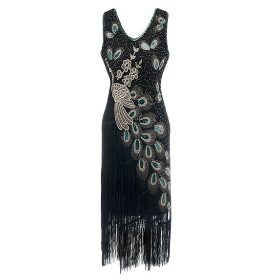 Babysbule Women Dresses Plus Size Plus Size Vintage 1920s Flapper Tassel Great Gatsby Evening Party Cocktail Dress Fire Outfit