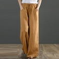 thumbnail image 1 of Babysbule Women High Waist Casual Long Pants Women's Cotton Linen Loose Drawstring Belt Casual Wide Leg Pants, 1 of 5