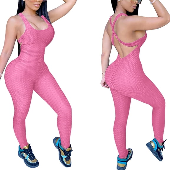 Babysbule Women High Waist Yoga Pants Sport Trousers Women's Large Size Backless Yoga Exercise Fitness Pants Skinny Jumpsuit