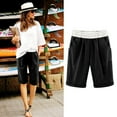 thumbnail image 1 of Babysbule Women Shorts Clearance Women's Summer Print Five Points Large Size Cotton Linen Pants Casual Pants Shorts, 1 of 7