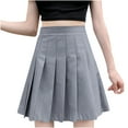 thumbnail image 1 of Babysbule Women Skirts Fashion Women Pleated A-Line Skirt Anti-Burnout Solid High Waist Short Skirt, 1 of 9