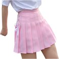 thumbnail image 1 of Babysbule Women Skirts Fashion Women Solid Pleated A-Line Skirt Anti-Burnout High Waist Short Skirt, 1 of 9