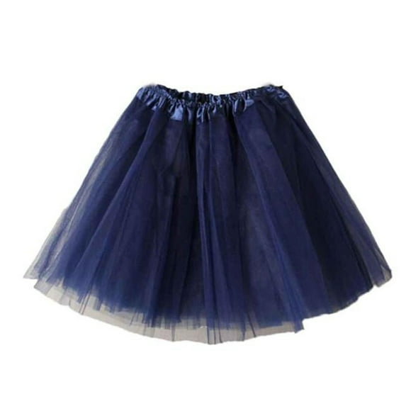 Babysbule Women Skirts Women Ballet Layered Organza Lace Mini Skirt Navy