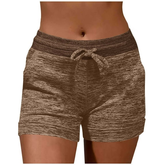 Babysbule Women Sports Shorts Summer Women's Casual Drawstring Elastic Waist Shorts Comfy Pocket Loose Solid Short Pants