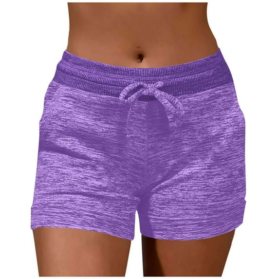 Babysbule Women Sports Shorts Summer Women's Casual Drawstring Elastic Waist Shorts Comfy Pocket Loose Solid Short Pants