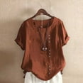 thumbnail image 1 of Babysbule Women Summer Tops Shirts Womens Summer Casual Solid Color Round Neck Short Sleeve Tops Buttons Blouses, 1 of 5