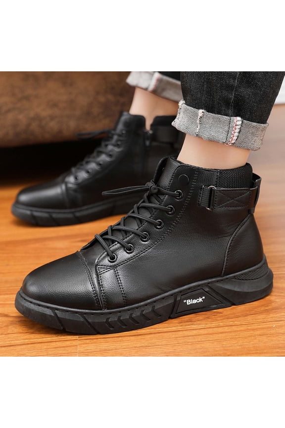 Women's Boots Fashion Men's Fashion Retro Workwear Zipper Handsome Leather Boots Booties