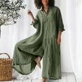 thumbnail image 1 of Awdenio Women's Casual Jumpsuits Fashion Solid Cotton Linen Romper Long Playsuit Zipper Long Sleeve, 1 of 6
