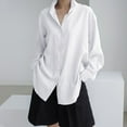 thumbnail image 1 of Babysbule Women's Casual Long Sleeve Tops Loose Casual Shirt Solid Color Long Sleeve Lapel Blouses/T-Shirts, 1 of 7