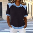 thumbnail image 1 of Babysbule Women's Casual Short Sleeve Blouse Fashion Round Neck Loose Fit T Shirt Soft Rayon Polyester Daily Work Wear Tops S-XXXL, 1 of 5