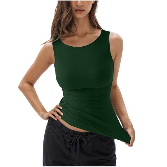 Babysbule Women's Casual Sleeveless Solid Top Blouse, Lightweight Soft Summer Fashion Shirt for Daily Wear, Summer Outfits