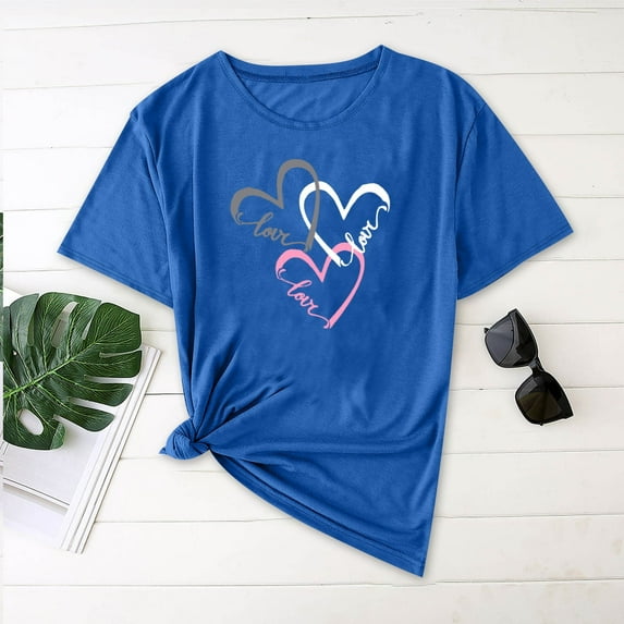 Babysbule Women's Tops Fashion Women Christmas Tree Print Short Sleeve T-shirt Novelty Graphic Tops