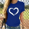 thumbnail image 1 of Babysbule Women's Tops Women Short Sleeves Crewneck Heart-shaped Print Casual Tops Blouse T-shirt, 1 of 3