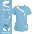 thumbnail image 1 of Babysbule Women's Color Block V-Neck Short Sleeve Scrub Top, Stretch Polyester Blend Caregiver Uniform with Pockets for Medical and Daily Wear, 1 of 8