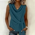 thumbnail image 1 of Babysbule Women's Cowl Neck Sleeveless Ribbed Knit Tank Top Side Tie Slim Fit Casual Summer Blouse for Women, 1 of 9