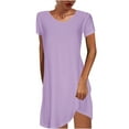 thumbnail image 1 of Babysbule Women's Dress 2024 Summer Fashion Womens Casual Loose Solid Round Neck Short Sleeve Comfy Womens Dresses, 1 of 5