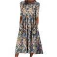 thumbnail image 1 of Babysbule Women's Dress Women's Summer Casual Round Neck Half Sleeve Floral Printed Dresses With Pocket, 1 of 8