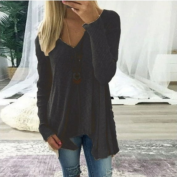 Babysbule Women's Fashion Sweater Fashion Women's Solid Loose Sweater Sleeve Shirt Knitted Tops