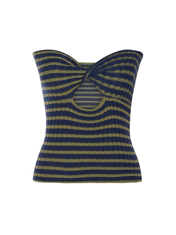 Women's Fashion Sweater Fashion Women's Stripe Breast Wrap Essential Sleeveless V-Neck Beautiful Back Knitting Vest Hollow Out Tube Tops