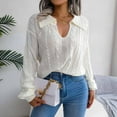 thumbnail image 1 of Babysbule Women's Fashion Sweater Fashion Fashion Women Casual Lapel Neck Solid Long Sleeve Loose Sweater Blouse Tops, 1 of 8