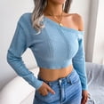 thumbnail image 1 of YUNAFFT Women's Fashion Sweater Clearance, Fashion Women's Casual Long Sleeve Off Shoulder Knit Round-Neck Sweater, 1 of 5