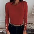 thumbnail image 1 of Babysbule Women's Fashion Sweater Fashion Women's Fashion And Winter Casual Button Round Neck Sleeve Solid Color Sweater Tops Blouse, 1 of 8