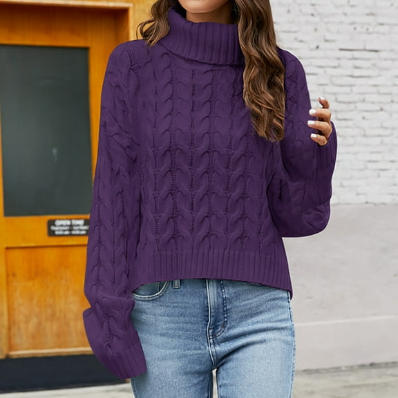 Babysbule Women's Fashion Sweater Fashion Women's Fashion Long Sleeves Round-Neck Loose Pullover Tops Blouse Knitted Sweater